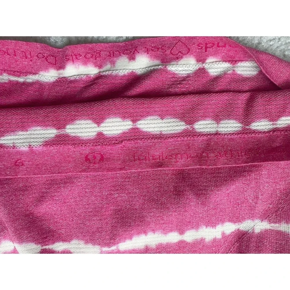 Lululemon Athletica Swiftly Tech Fuschia Pinkish White Tie Dye Shirt 6